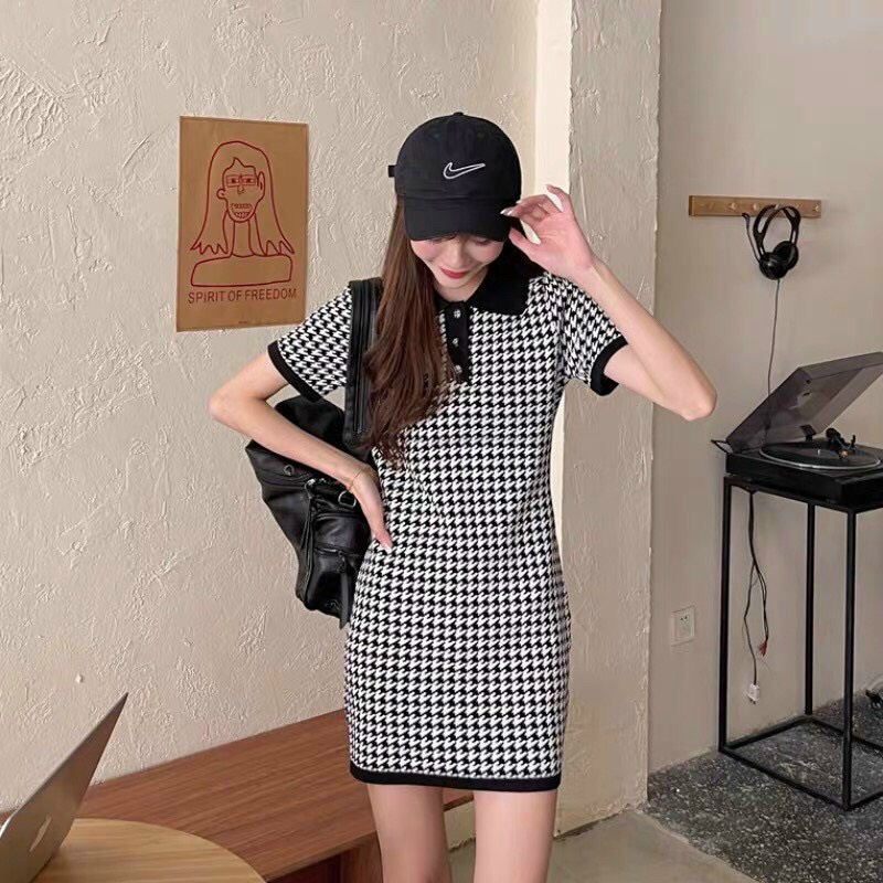 ĐẦM LEN SUÔNG CARO CỔ BẺ [TNT Shop Bigsize 60Kg 90Kg] | BigBuy360 - bigbuy360.vn