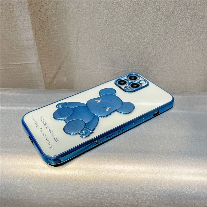 Ốp lưng iphone gấu KAWS bóng nổi 3D viền si chống bẩn cạnh vuông 7plus/8plus/x/xr/xs/11/12/13 pro/max/plus/promax | BigBuy360 - bigbuy360.vn