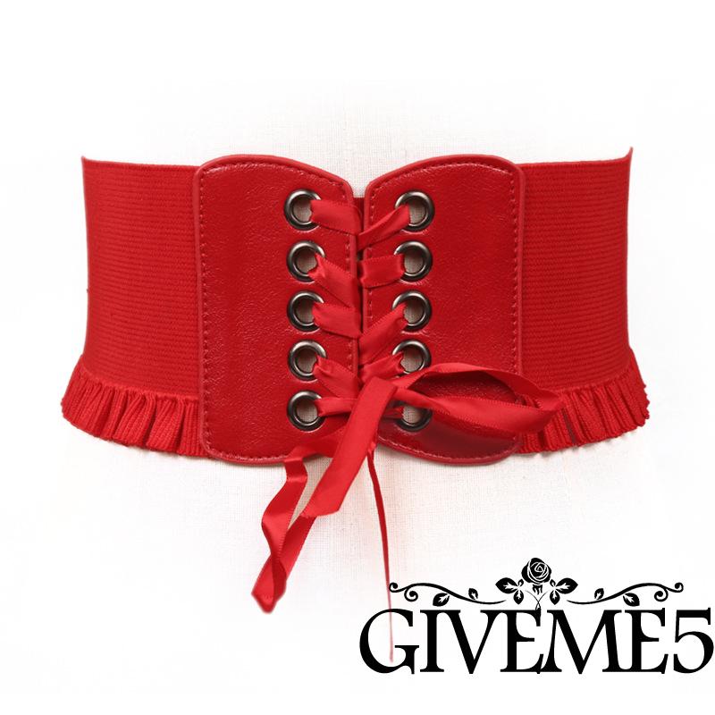 Đai Định Hình Eo Màu Trơn Co Dãn Phối Thắt Dây Chất Lượng Cao Cho Nữ