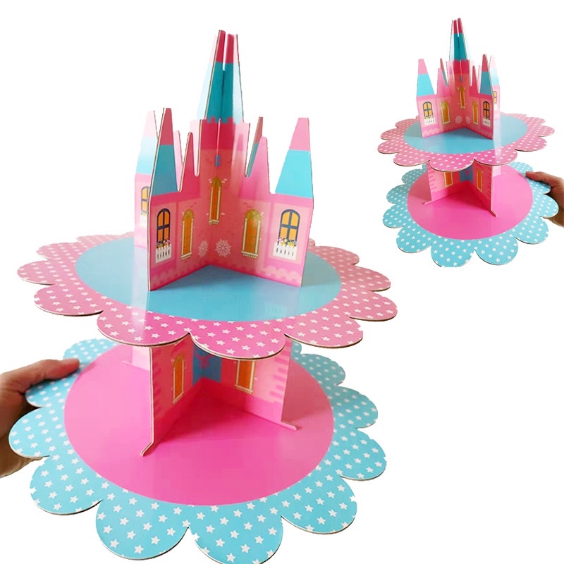 Kệ đựng cupcake trang trí tiệc hình lâu đài