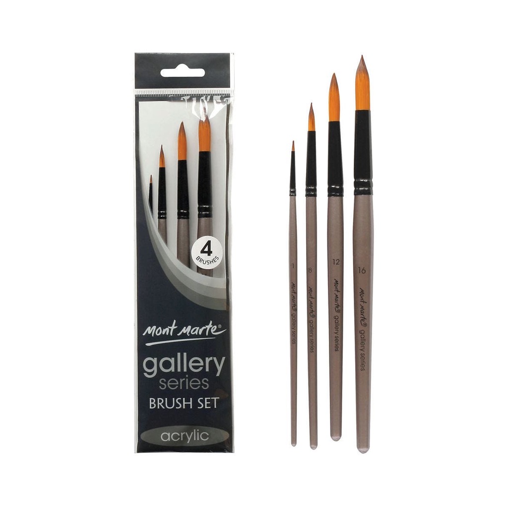 Bộ 4 Cọ Acrylic Mont Marte - Gallery Series Brush Set Acrylic 4pce - BMHS0015