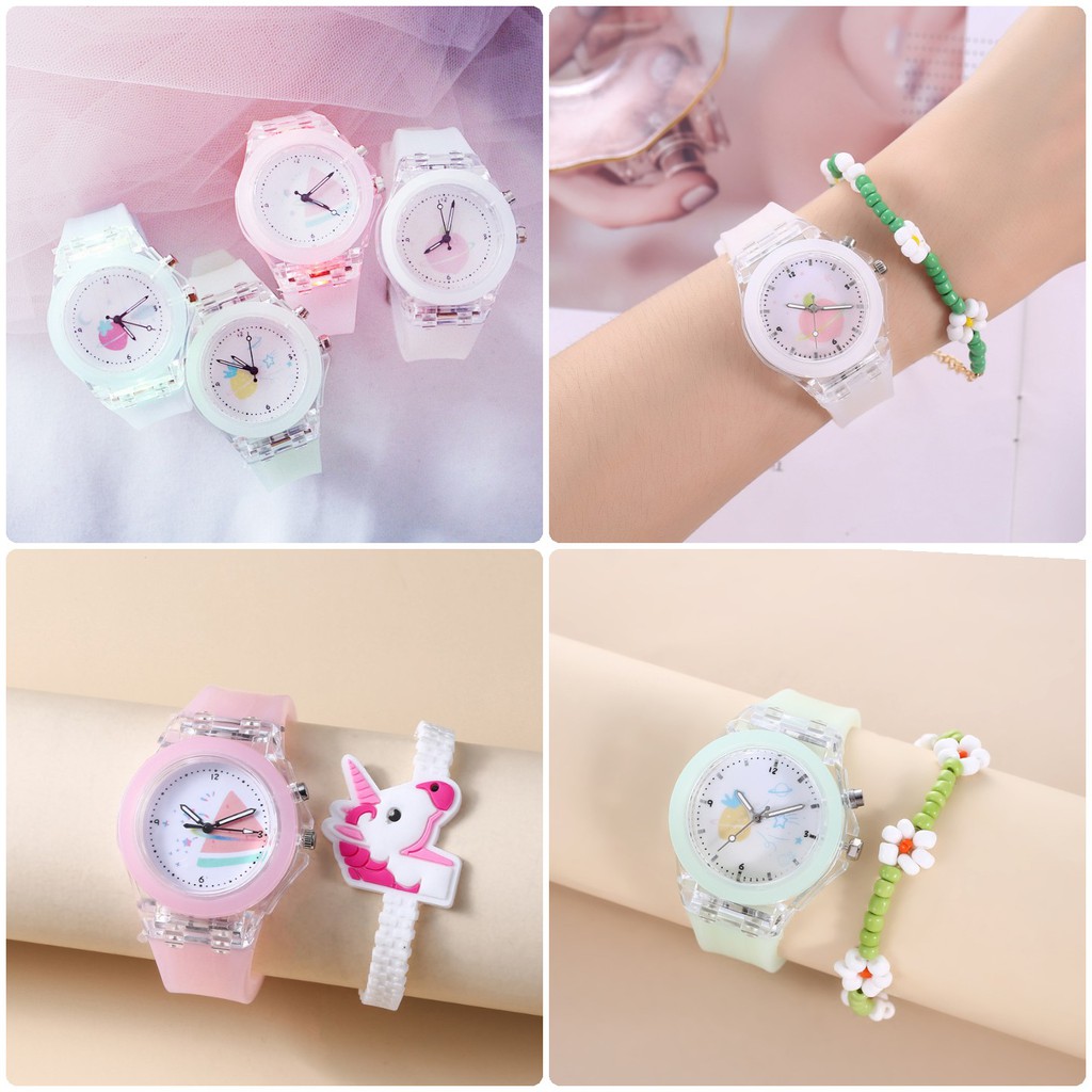ĐỒNG HỒ NỮ CANDYCAT LED DÂY NHỰA PHÁT SÁNG XINH LẮM