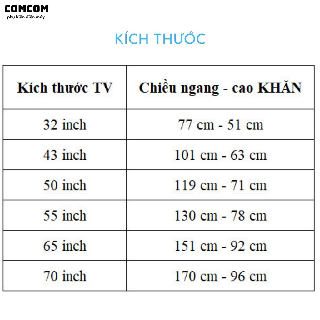 Khăn phủ tivi đủ kích thước - Rèm tivi chống bụi, vải che bụi cao cấp - Họa tiết màn che tivi dễ thương, bắt mắt