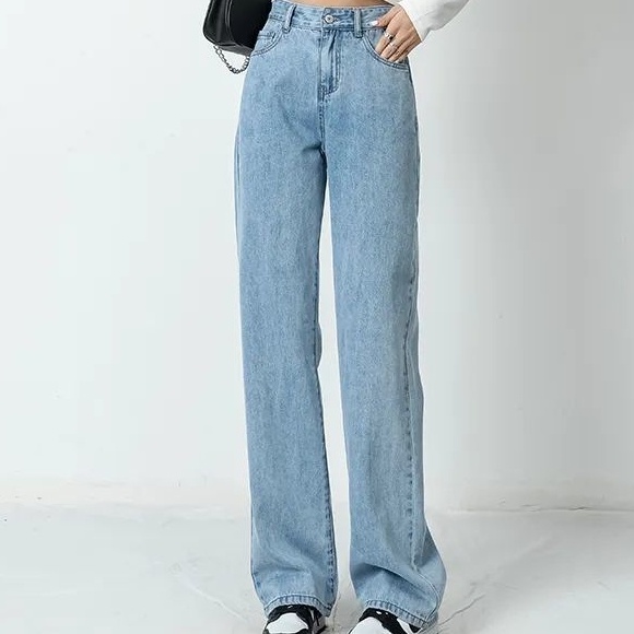Quần Jeans Nữ Lưng Cao Ống Rộng Thời Trang Hàn Quốc