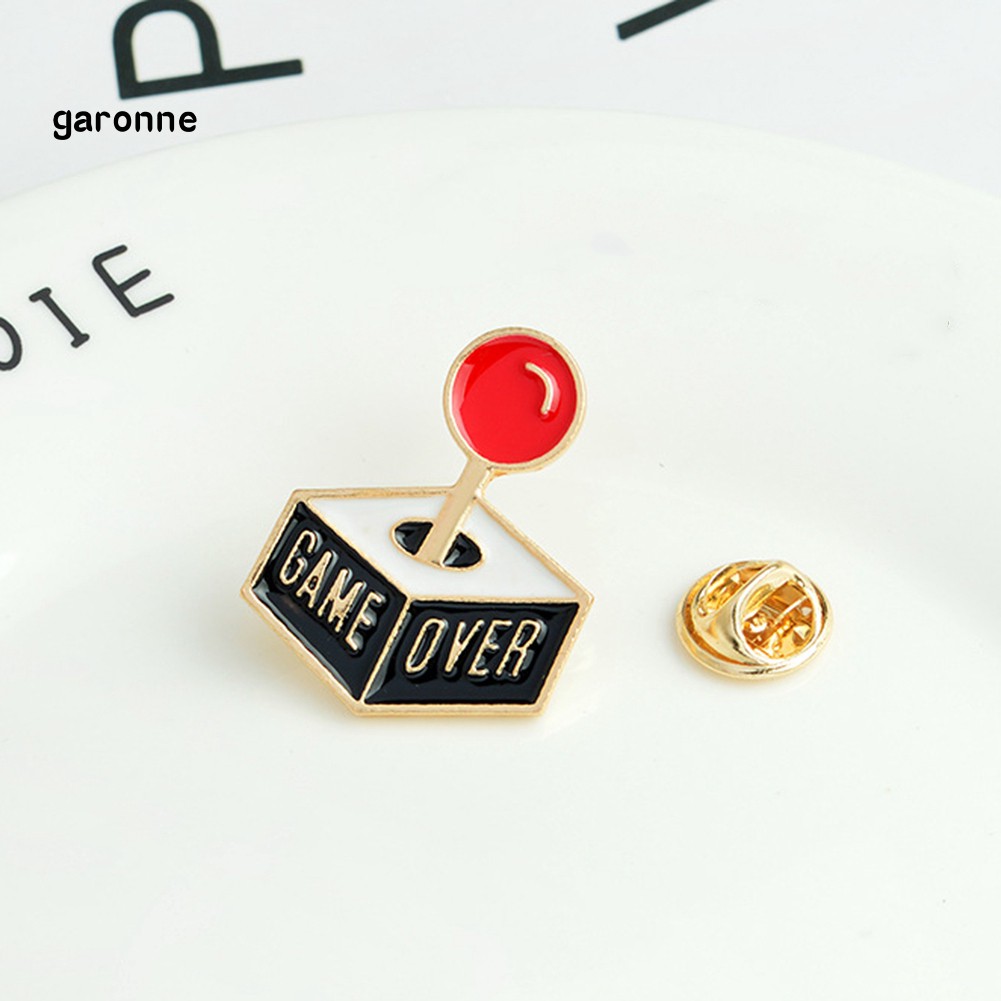 GA_Game Over Joystick Alloy Enamel Brooch Pin Jeans Coat Collar Jewelry Badge Decor