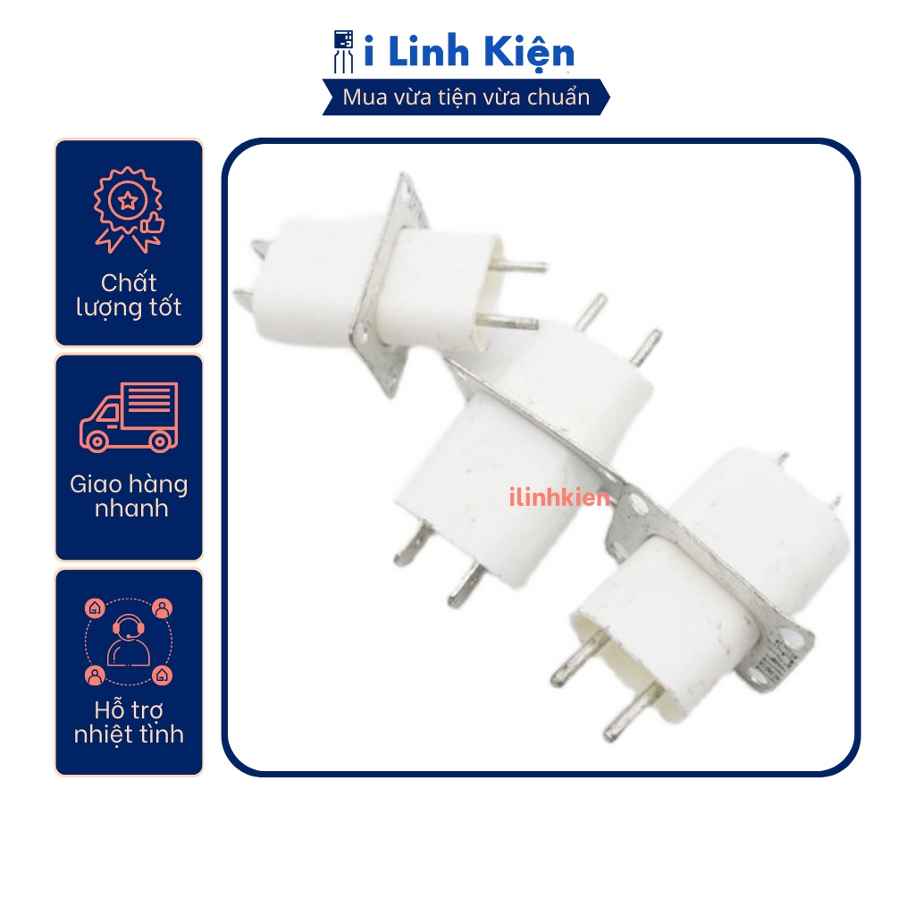 Chân cắm đèn lò vi sóng màu trắng bền bỉ.