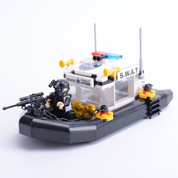 Đồ chơi lắp ráp thuyền cứu hộ cảnh sát đặc nhiệm - Police Boat S.W.A.T Hsanhe 6503 - Đồ chơi trí tuệ