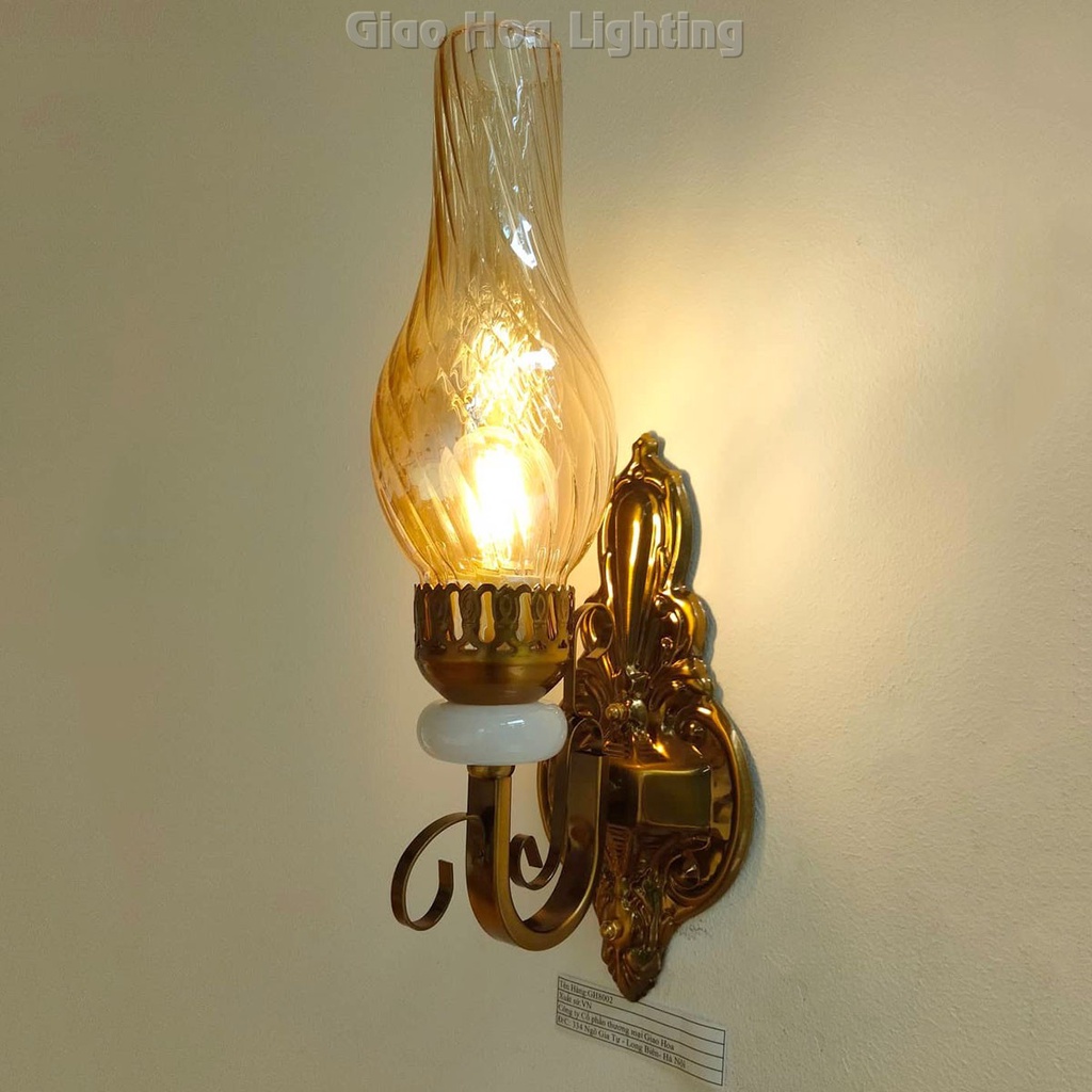 Đèn treo tường phòng thờ, trang trí gắn vách phong cách xưa cổ điển mô phỏng đèn dầu GH8672
