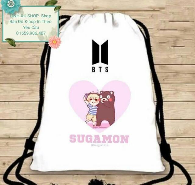 Balo BTS 🌺 FREESHIP 🌺 Giảm ngay 20k khi nhập mã [ BALO BT21 ] - balo dây rút BTS giá rẻ in theo yêu cầu