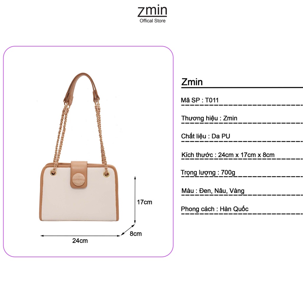 Túi đeo vai nữ kẹp nách thời trang Zmin, chất liệu da PU cao cấp - T011