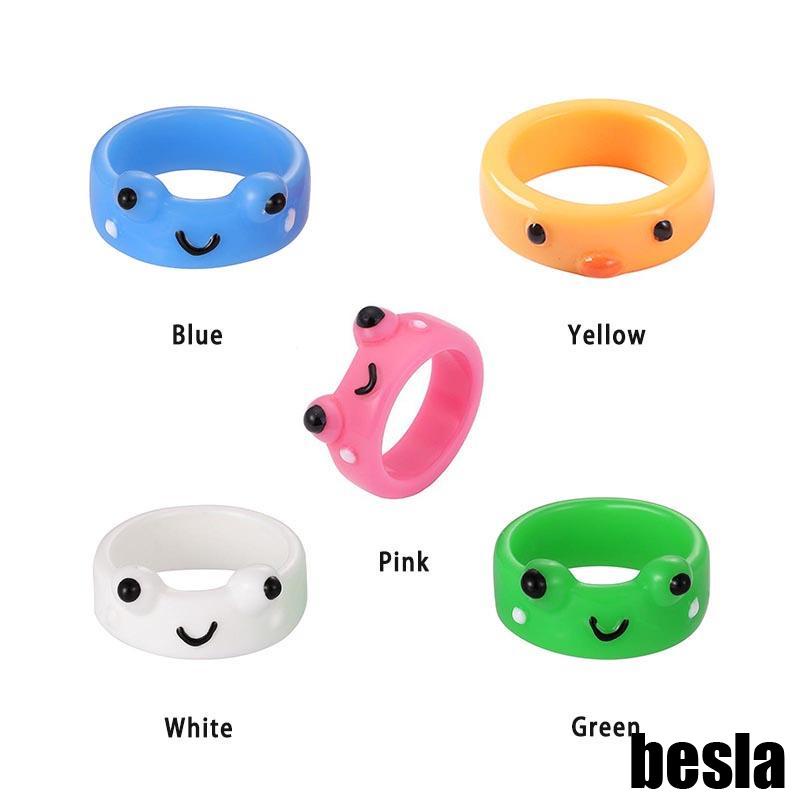 Nhẫn nhựa hình chú ếch thời trang nhiều màu cho nam và nữ Nhẫn acrylic Hình Ếch Hoạt Hình Đáng Yêu Cho Cặp Đôi