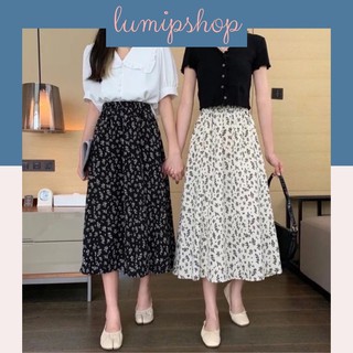 Chân váy dài họa tiết hoa nhí phong cách vintage dáng xòe cá tính CV160