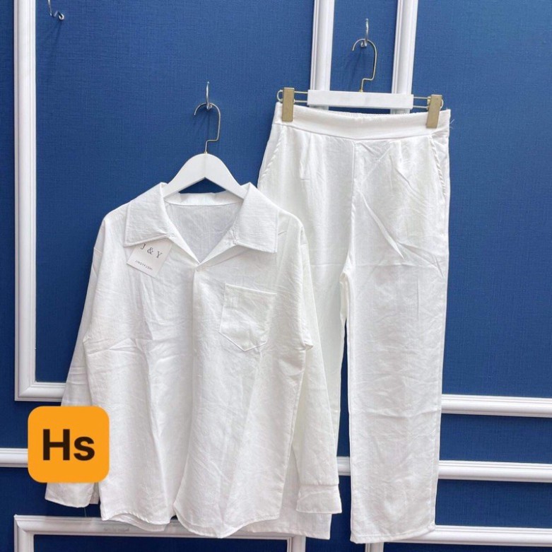 Sét áo sơ mi đũi + quần trắng HSU0321