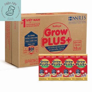 Lốc 4 hộp sữa pha sẵn Nutifood Grow plus+ đỏ 180ml mẫu mới FDI Date 2024