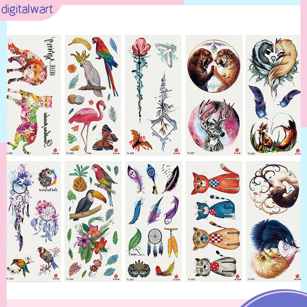 Hình xăm dán họa tiết lông vũ chống nước thời trang