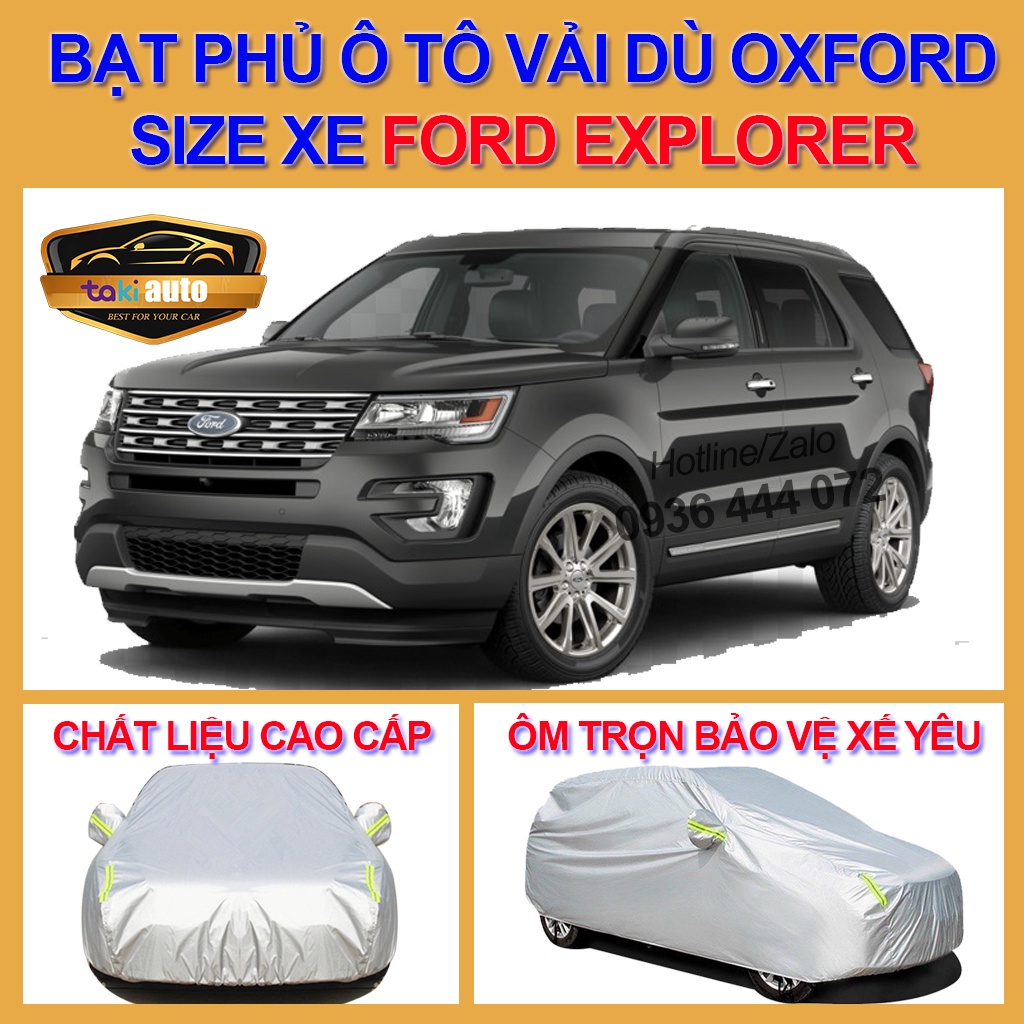 [EXPLORER - LOẠI VẢI DÙ] Bạt trùm xe ô tô Ford Explorer vải dù oxford cao cấp,áo bạt phủ trùm che kín che nắng, che mưa