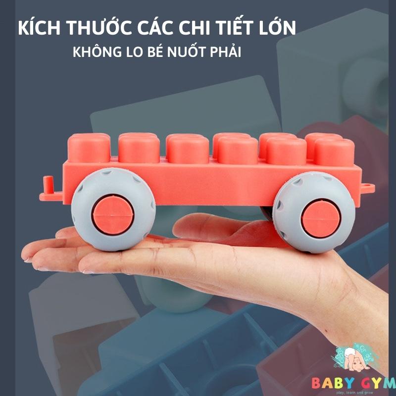 Đồ chơi xếp hình loại to nhựa mềm BABYGYM, Bộ lắp ghép thông minh nhựa dẻo cỡ lớn, miếng ghép to, an toàn cho bé