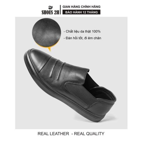 Giày mọi lười da bò, phong cách thể thao, đế cao su SHOES 2H – 72 màu Đen UEQ