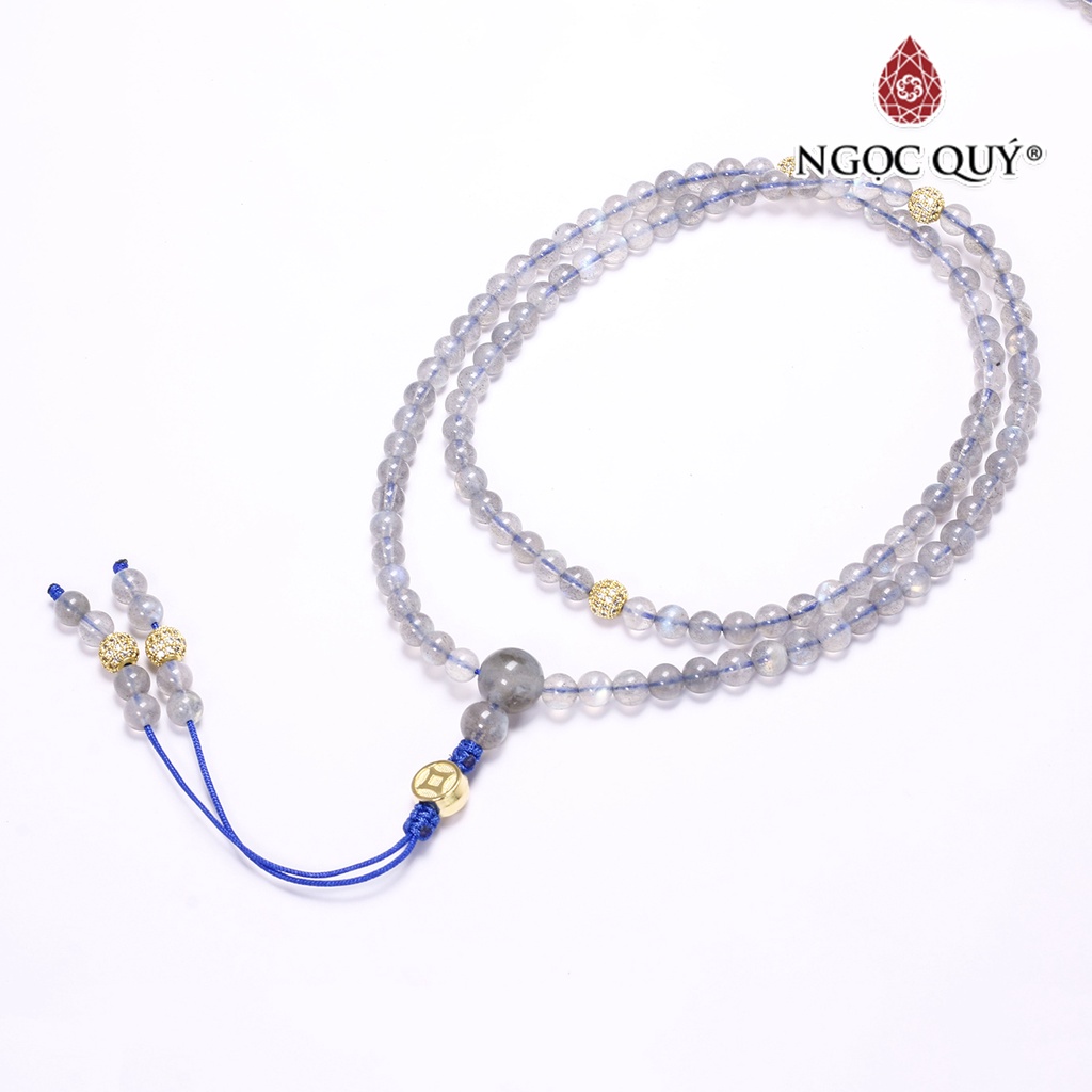 Vòng chuỗi 108 hạt đá xà cừ xám- Ngọc Quý