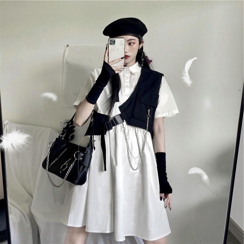 Set váy và áo gile phong cách cá tính thể thao size S/M/L/2XL/3XL/4XL
