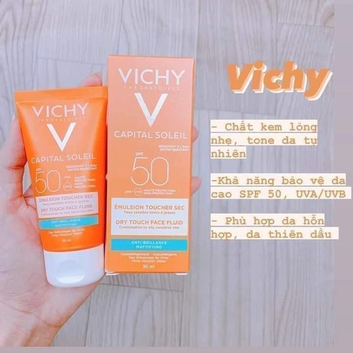 Kem Chống Nắng Vichy SPF 50 Ideal Soleil 50ml cho da dầu, mụn, nhạy cảm ( Bản Pháp ) GentsOfficialStore