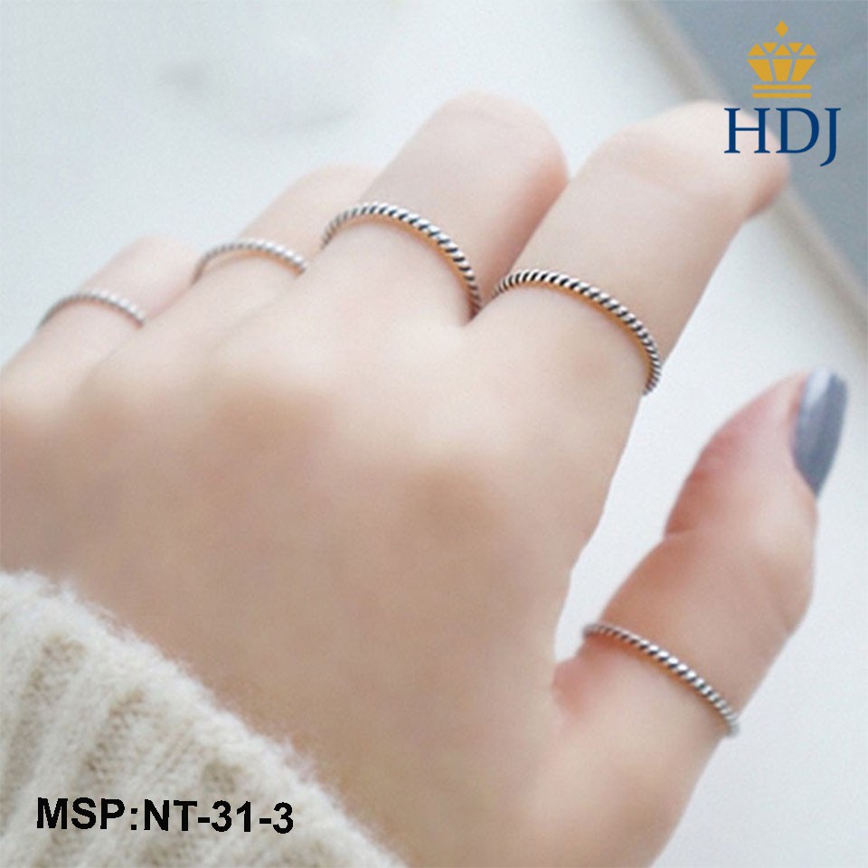 Nhẫn bạc nữ Vòng xoắn trơn không đá sang trọng trang sức cao cấp HDJ mã NT-31-3 Hàng HOT