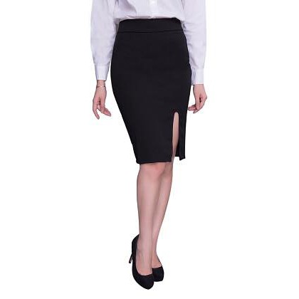 Chân váy bút chì công sở lưng thun xẻ tà trước chất Umi dày dặn | BigBuy360 - bigbuy360.vn