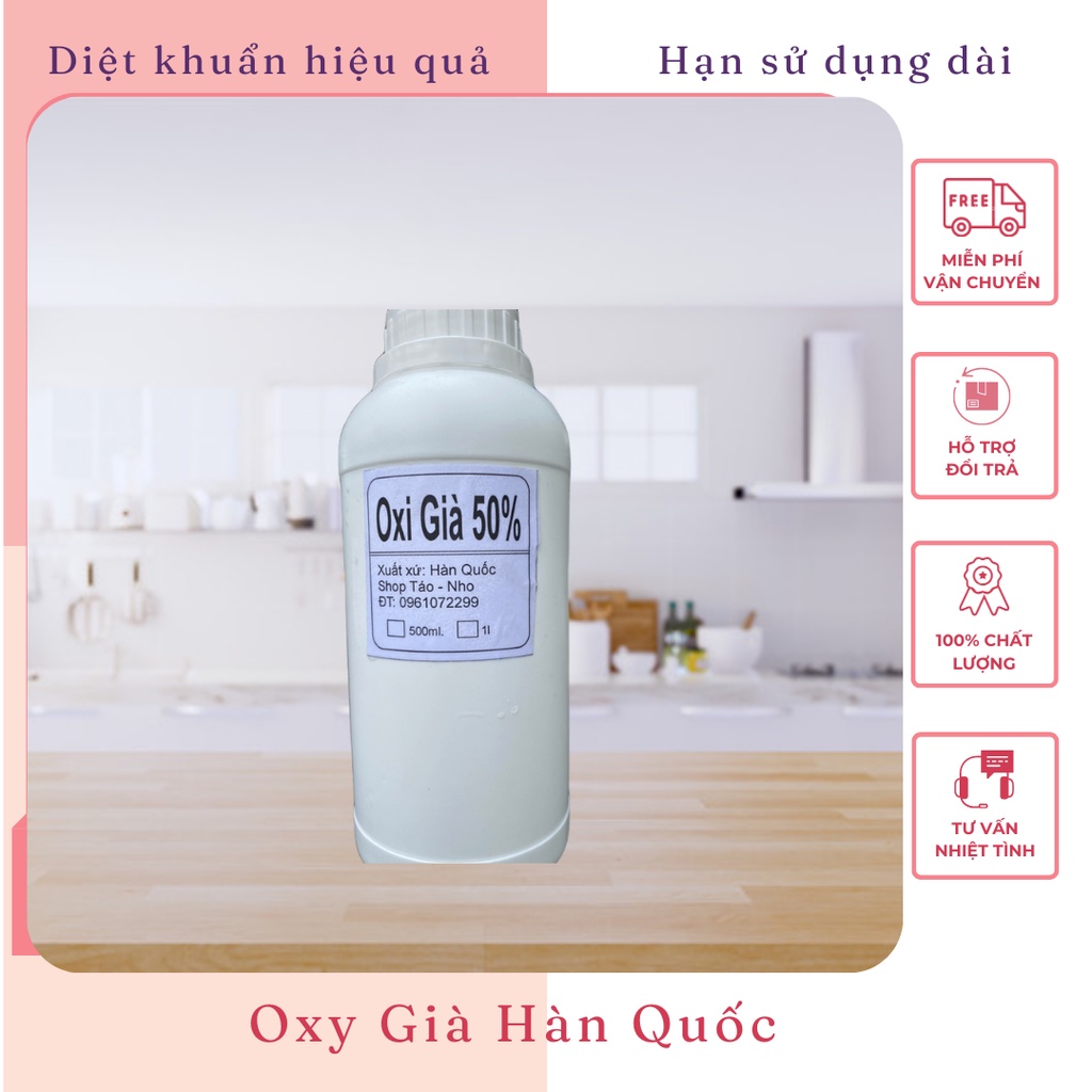 Oxy Già Hàn Quốc 50%, Dung Dịch Khử Trùng Apple Clean 500ml, Hydrogen Peroxide Diệt Mọi Vi Kh.uẩn, Xuất Xứ Hàn Quốc, Hạn