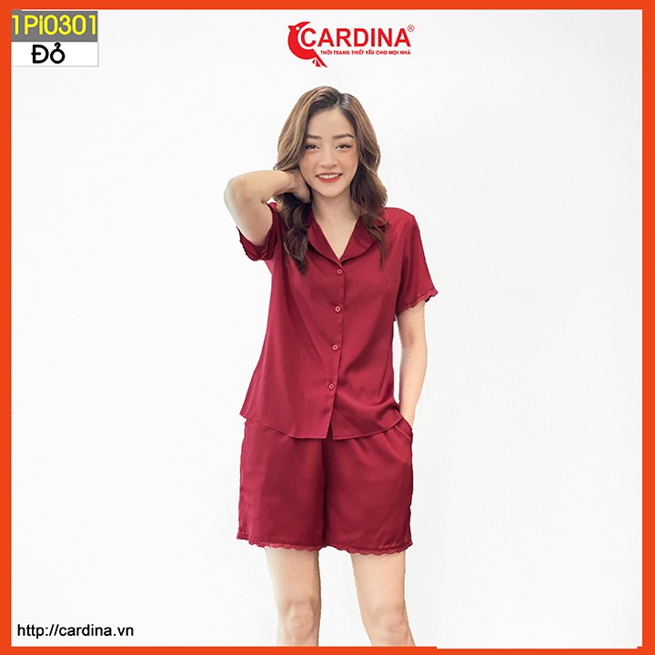Đồ bộ pijama nữ CARDINA chất lụa satin Nhật cộc tay cao cấp viền ren mềm mại thoáng mát 1Pi03. | BigBuy360 - bigbuy360.vn