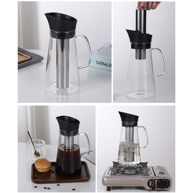 Bình Pha Cà Phê Cold Brew 1200ML Thủy Tinh Chịu Nhiệt, Bình Ủ lạnh Cafe Cold brew có Tay Cầm
