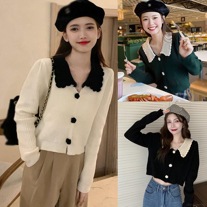 Áo kiểu cardigan dệt kim tay dài cài nút phía trước thời trang thanh lịch