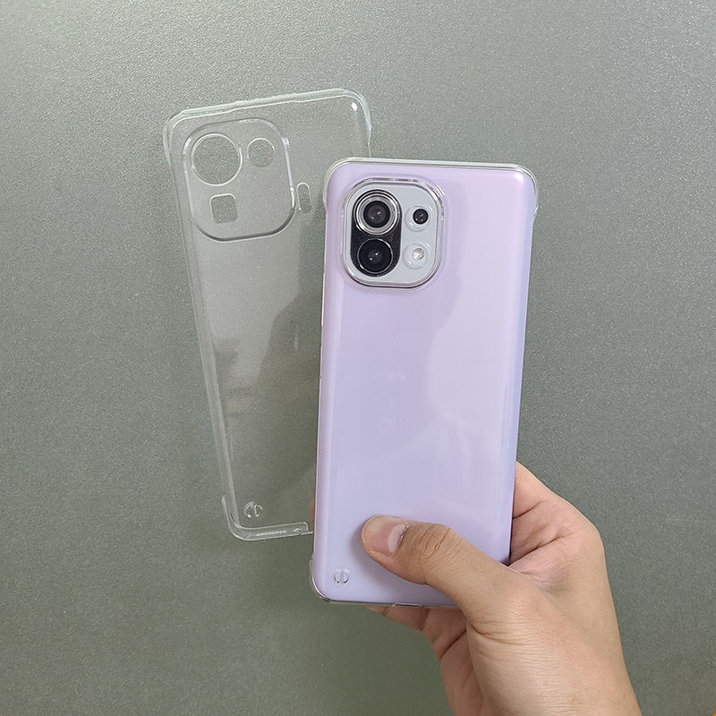 Ốp điện thoại PC cứng trong suốt siêu mỏng thiết kế không viền không bị ố vàng dành cho Xiaomi Mi 11 Pro Lite