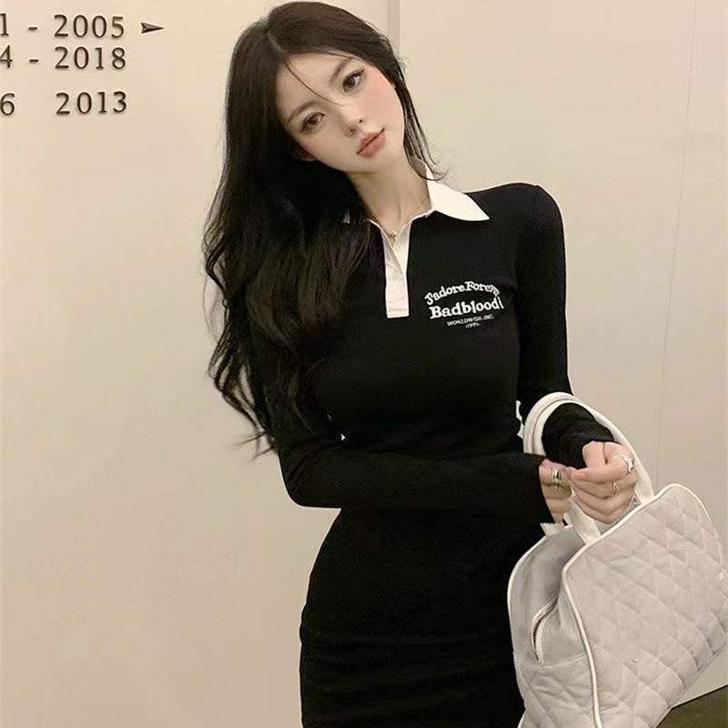 Đầm Perty cổ polo ôm dáng quyến rũ phong cách Hàn Quốc thời trang dành cho nữ