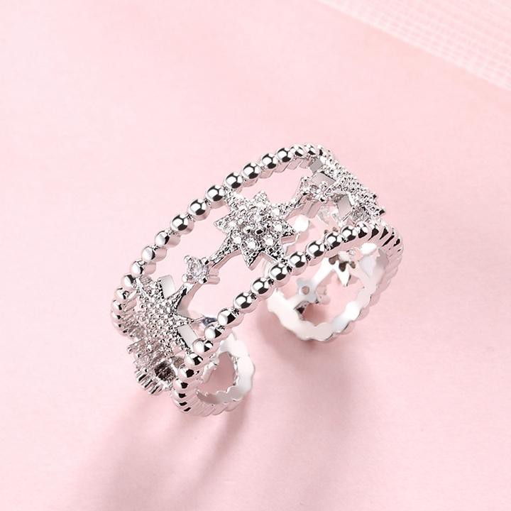 Nhẫn bạc ngôi sao tuyết phong cách Hàn Quốc xinh xắn dễ thương