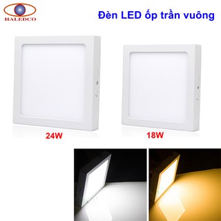 Đèn LED ốp trần nổi vuông trang trí phòng khách 18W, 24W loại I, bảo hành 1 năm