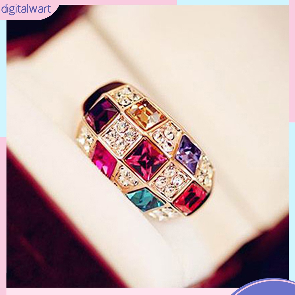 Nhẫn hợp kim đính đá nhiều màu