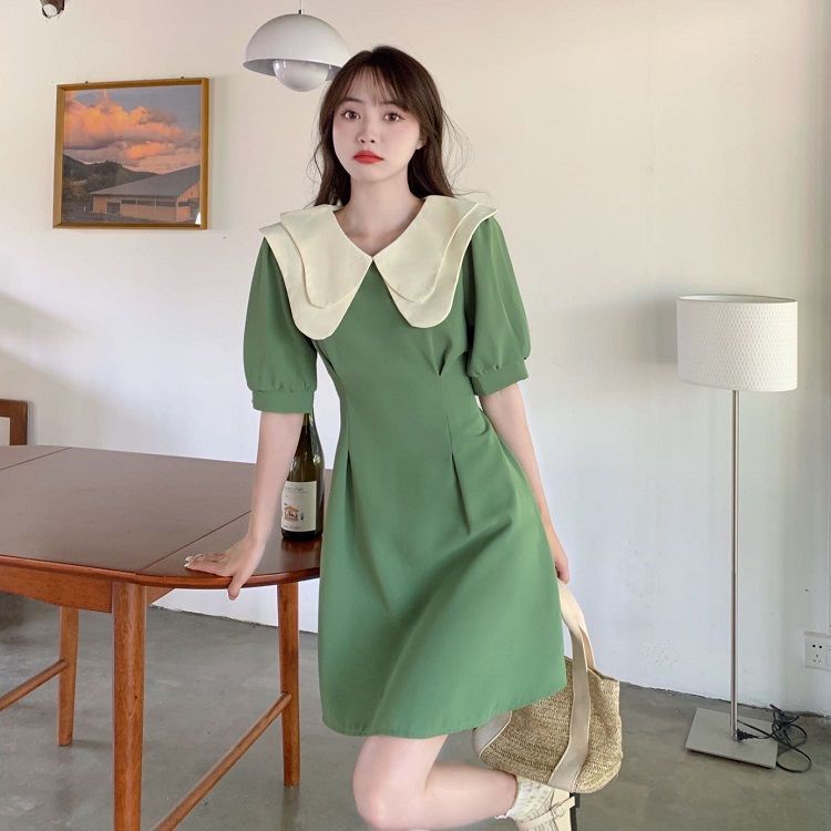 Đầm PERTY dáng chữ A cổ búp bê phong cách Hàn Quốc thời trang mùa hè dành cho nữ