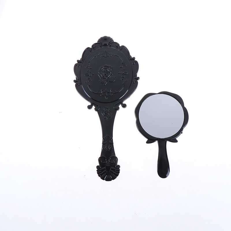 (Hàng Mới) Gương Trang Điểm Cầm Tay Họa Tiết Hoa Cổ Điển