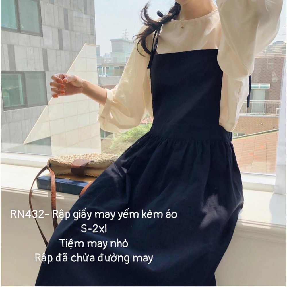 RN432_ Rập giấy may set áo kèm yếm nữ