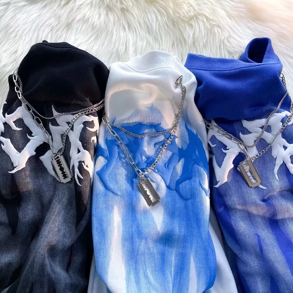 Áo Sweater Tay Dài Cổ Tròn In Chữ Phong Cách Đường Phố Mỹ Thời Trang Mùa Thu Cho Nam Và Nữ