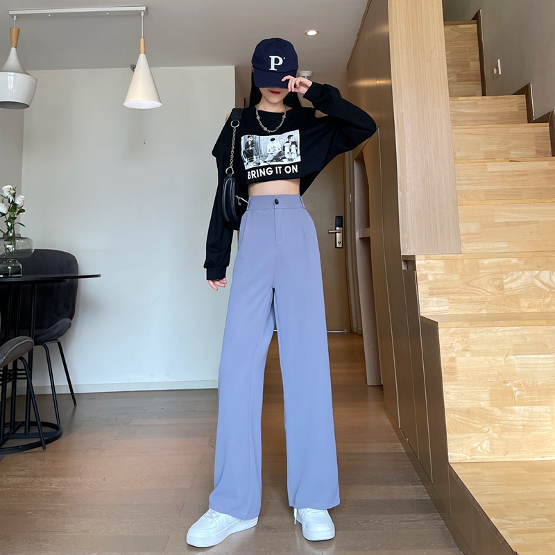 SUXI Quần Dài Nữ Ống Rộng Lưng Cao Size Lớn Hàng Mới