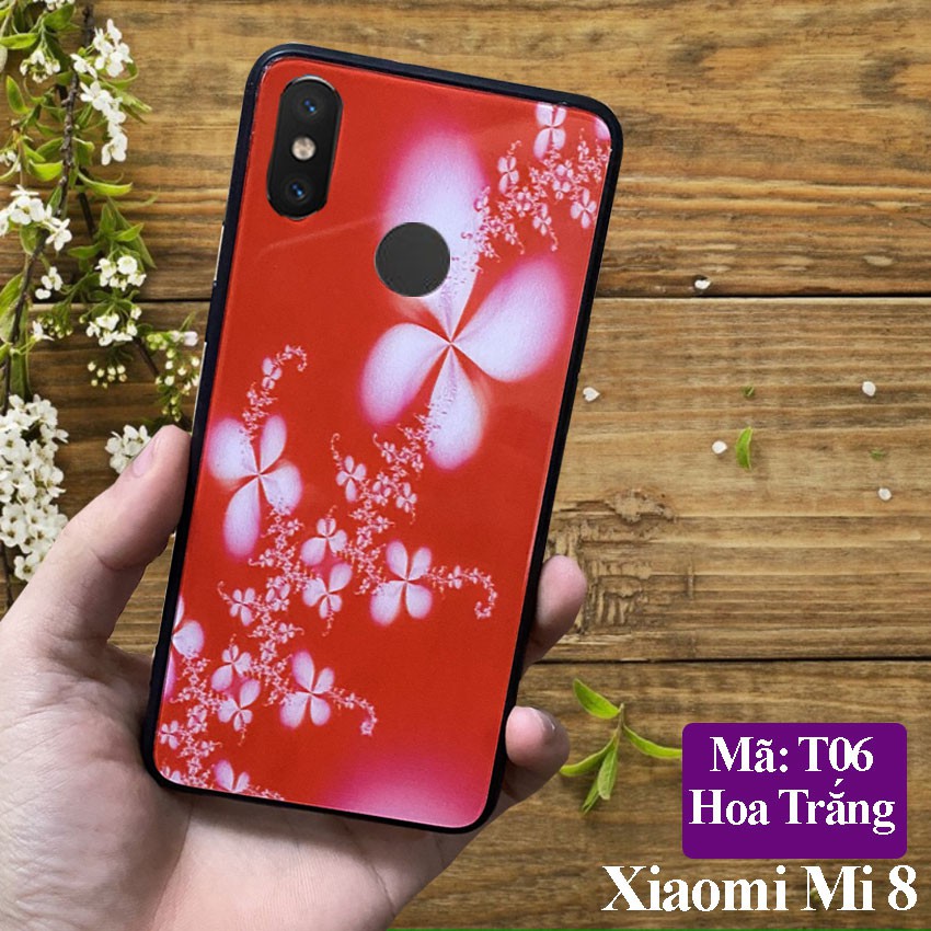 [Freeship] Ốp lưng Xiaom Mi8 , ốp điện thoại Mi 8 mặt kính in hoa văn sang trọng, vỏ case đẹp