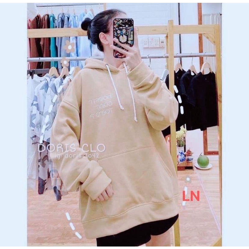 Áo hoodie lô gô chữ trắng LN11