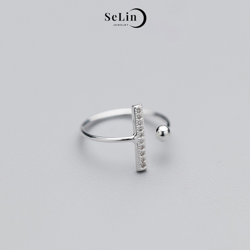 Set nhẫn bạc nữ 925 cao cấp đơn giản hoa tuyết và nhẫn hở SELIN JEWELRY
