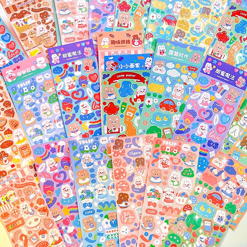 Bộ 2 Tấm Sticker Dán Trang Trí Họa Tiết Hoạt Hình Đáng Yêu