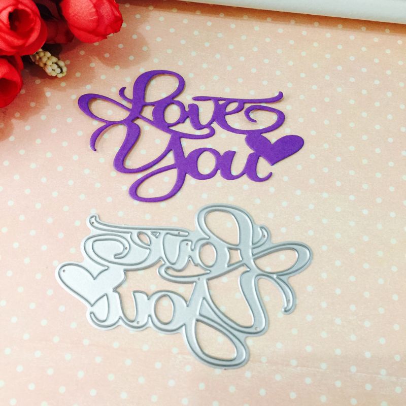 Khuôn Cắt Giấy Kim Loại Hình Trái Tim Chữ Love You Dùng Trang Trí Album Ảnh Diy