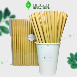 Ống Hút Giấy Phi 8 [100 ống] Màu Nâu Yokovic - Ống hút giấy YKV008 bảo vệ môi trường dùng để hút sinh tố, đá xay…