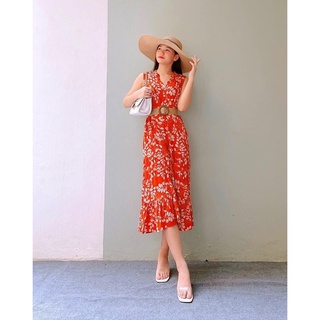 Đầm maxi lanh hoa