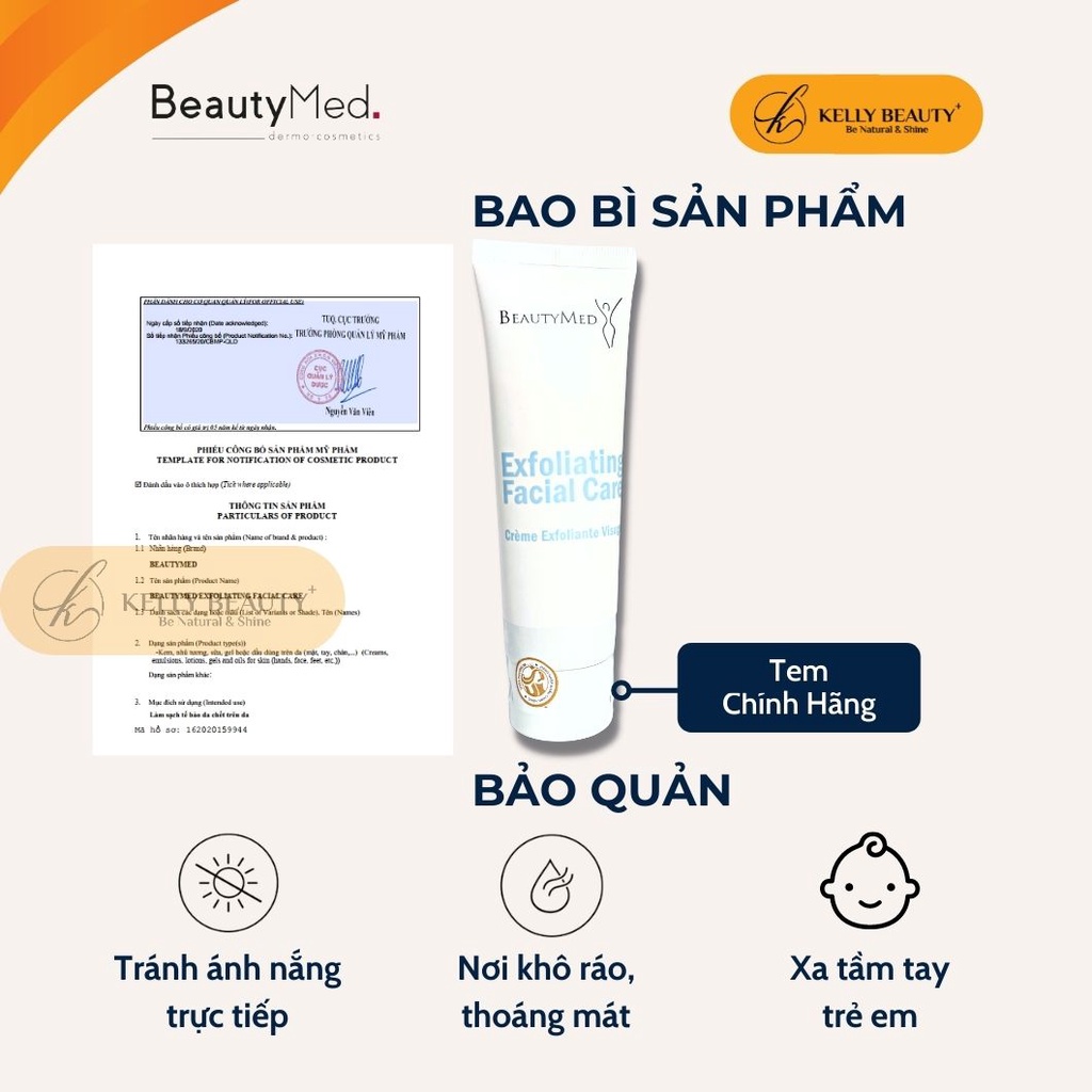 Tẩy Da Chết Vật Lý BeautyMed - Giảm Nhăn, Mờ Thâm Sạm, Đều Màu, Mềm Mịn Cho Mọi Loại Da | Kelly Beauty