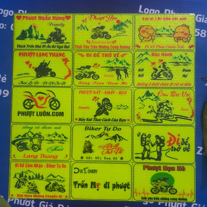siêu combo 15 logo tem phượt phản quang